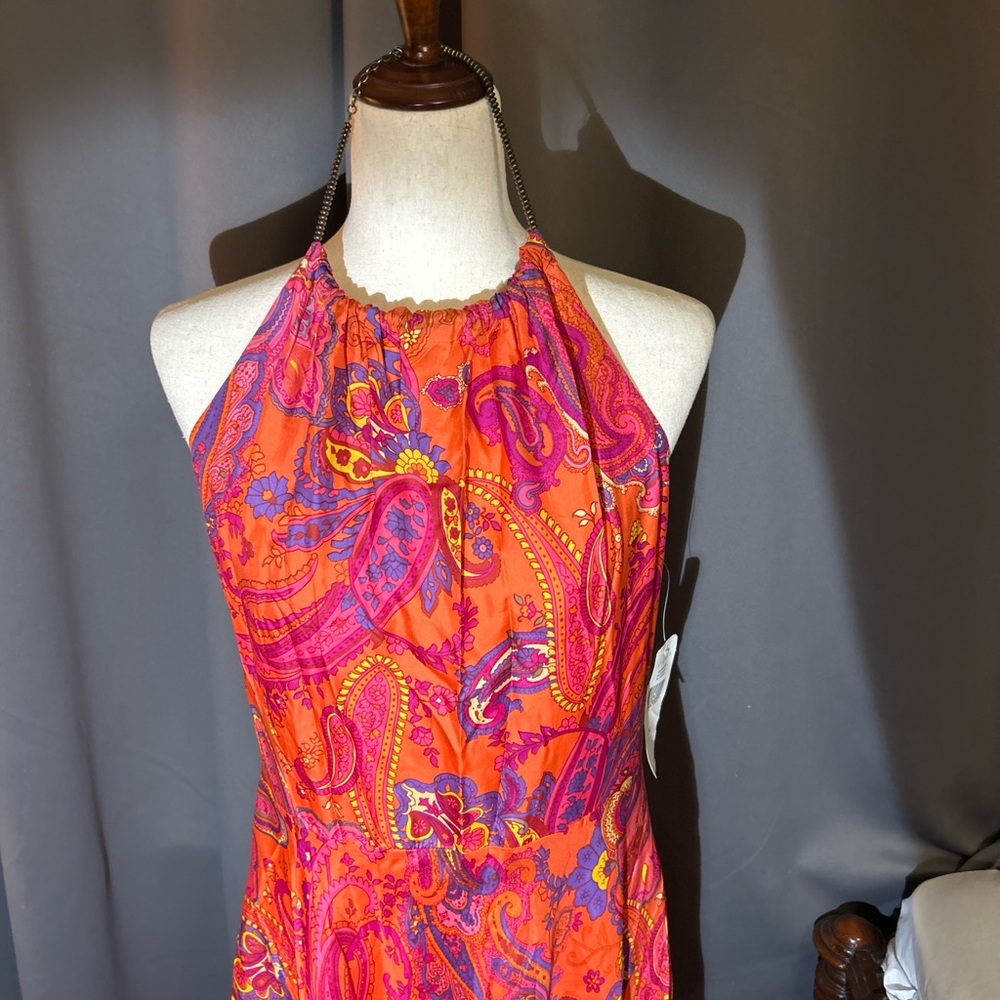 Lauren Ralph Lauren Silk Paisley Halter Maxi Dress Size 14 (NWT airy flowy dress